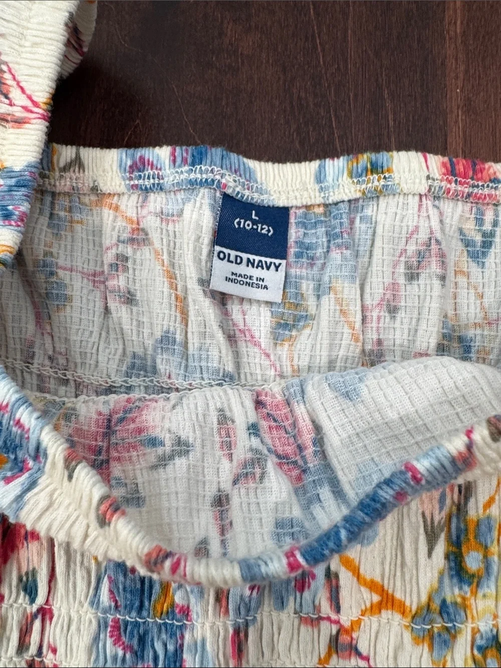 Old Navy Gorgeous Summer Top Ruched Ivory Floral Puff Sleeves, Large 10/12